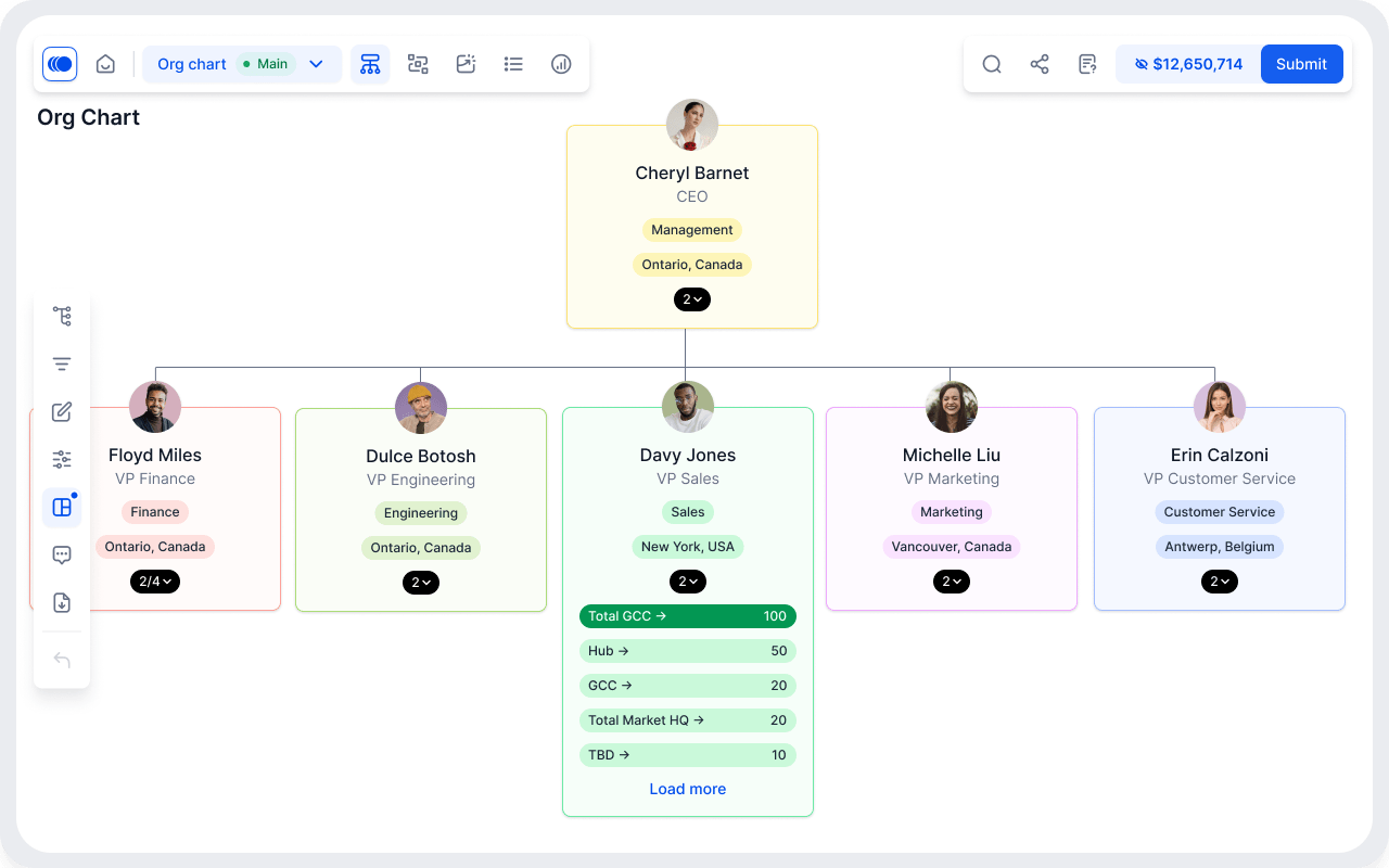 Showcase Summary views with Agentnoon's organizational design sofware